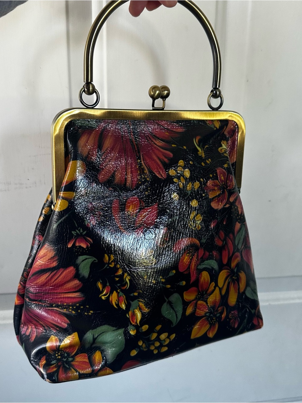 Patricia Nash Leather Tropical Escape Novella Purse Frame Handbag Purse